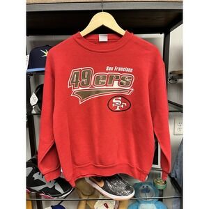 Vintage 1980s Starter San Francisco 49ers NFL Red Script Logo Sweatshirt Size L